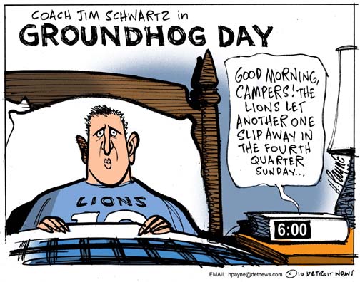 Henry Payne Cartoon - Lions Groundhog Day