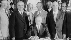 Hoover at desk
