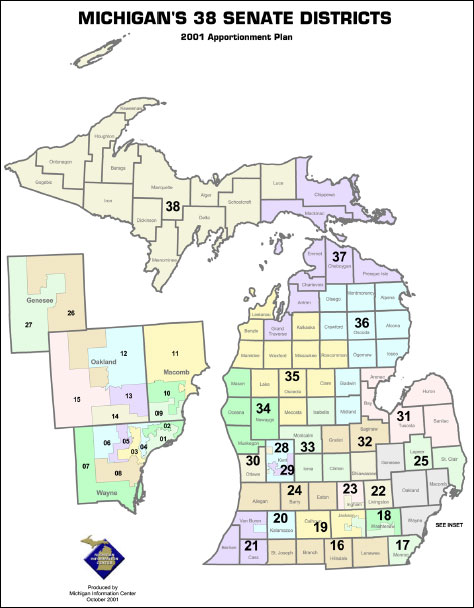 Michigan's 38 Senate Districts 2001 Apportionment Plan – Michigan ...