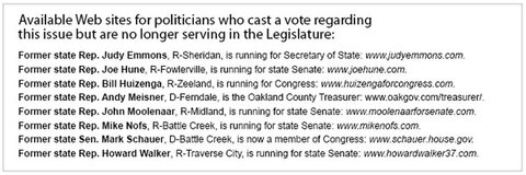 “Available Web sites for politicians who cast a vote regarding this issue but are no longer serving in the Legislature - click to enlarge